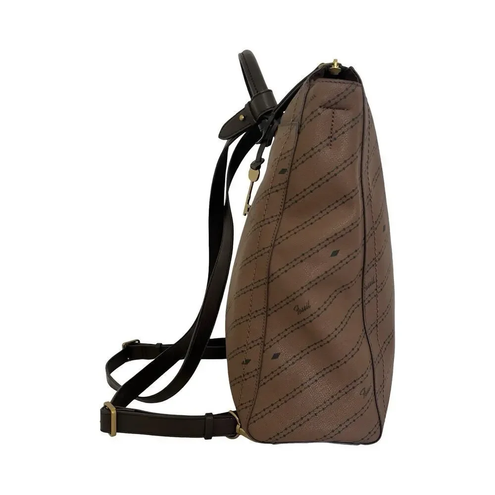 Fossil Parker Faux Leather Convertible Backpack‎ Purse Handbag in Brown